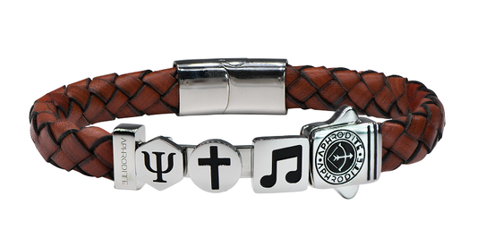 Magnetic Braided Leather Bracelet in Brown