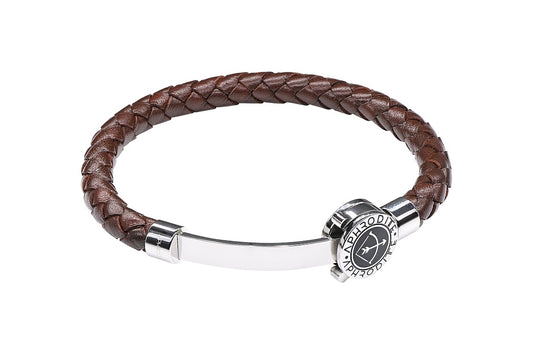 Braided Leather Bracelet in Brown