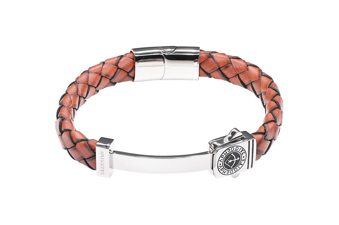 Magnetic Braided Leather Bracelet in Brown